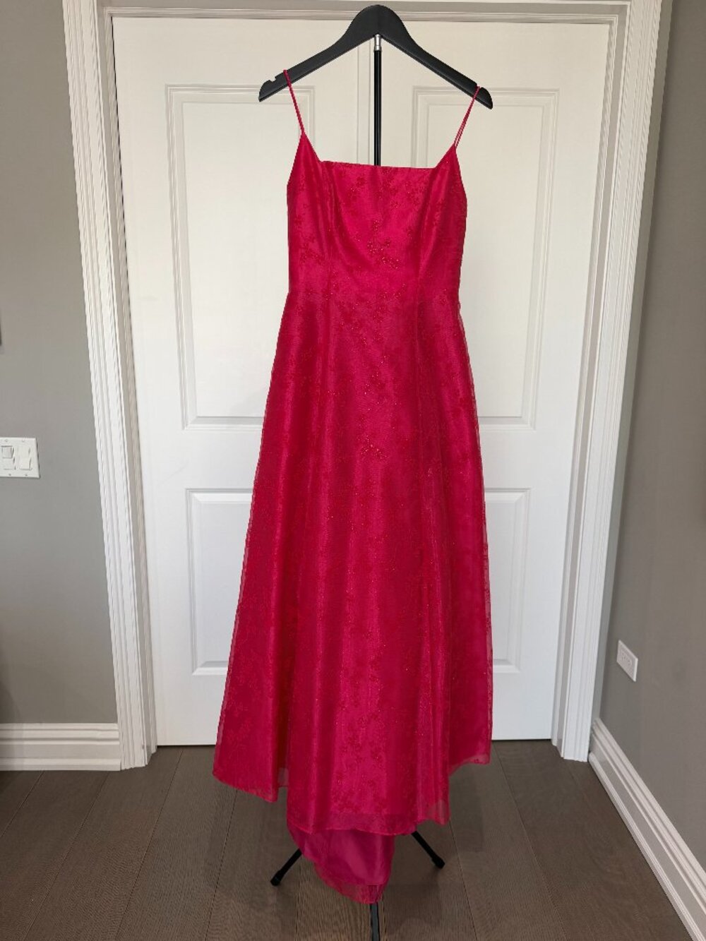 Vintage Y2K Morgan & Co Pink Glitter Floral Corset Maxi Dress 5/6